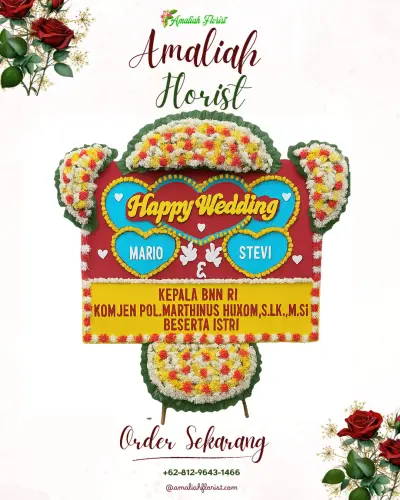Karangan Papan Bunga Pernikahan di Ciuyah